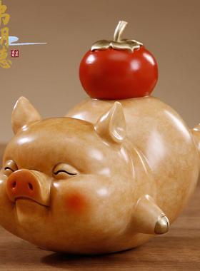 弗朗德诸事大吉家居饰品客厅卧室办公桌面礼品铜猪摆件吉祥物金猪