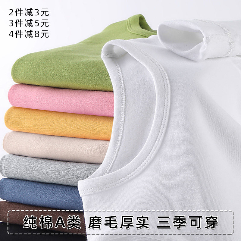 萌布熊正品磨毛厚实贴身圆领T恤