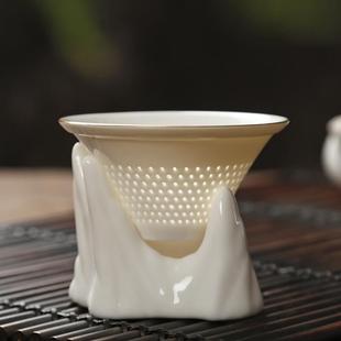 德化白瓷茶滤 陶瓷茶漏隔茶叶泡茶过滤网器 功夫茶具配件漏斗茶虑