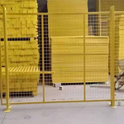 工厂仓库车间隔离铁丝护栏网围栏杆黄色网格移动格栅物流快递隔断