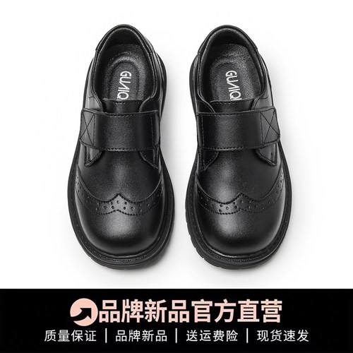 男童皮鞋真皮儿童黑色英伦风