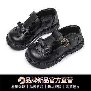 女童鞋真皮儿童公主鞋小皮鞋2026新款春秋款软底英伦宝宝黑色单鞋
