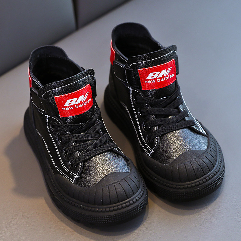 儿童马丁靴2024秋冬季新款韩版潮英伦风男童二棉真皮加绒加厚棉鞋