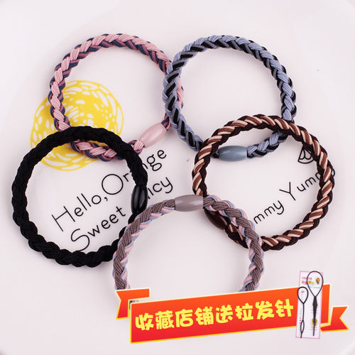 双色麻花手工编织发绳头扎辫子