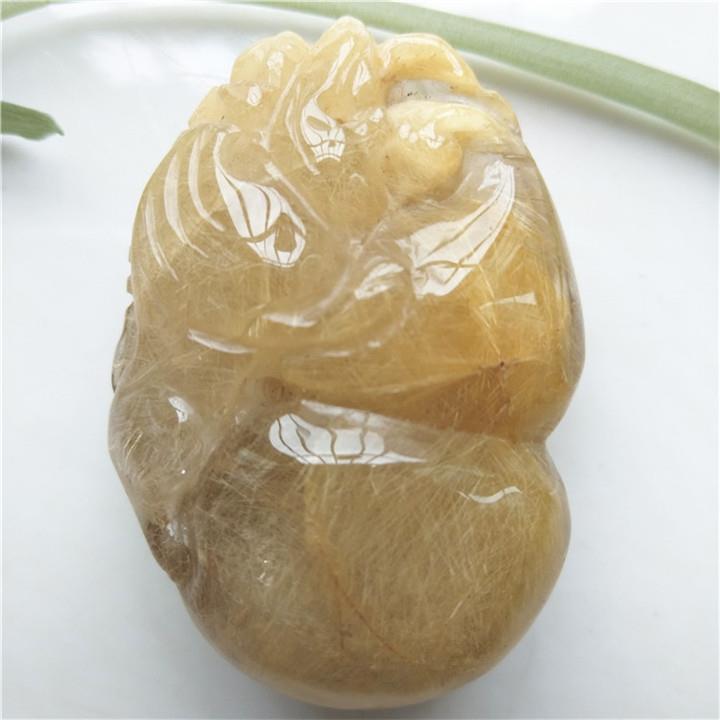 2025天然金发晶一世无忧吊坠黄发丝水晶葫芦貔貅衣食无忧挂坠男女