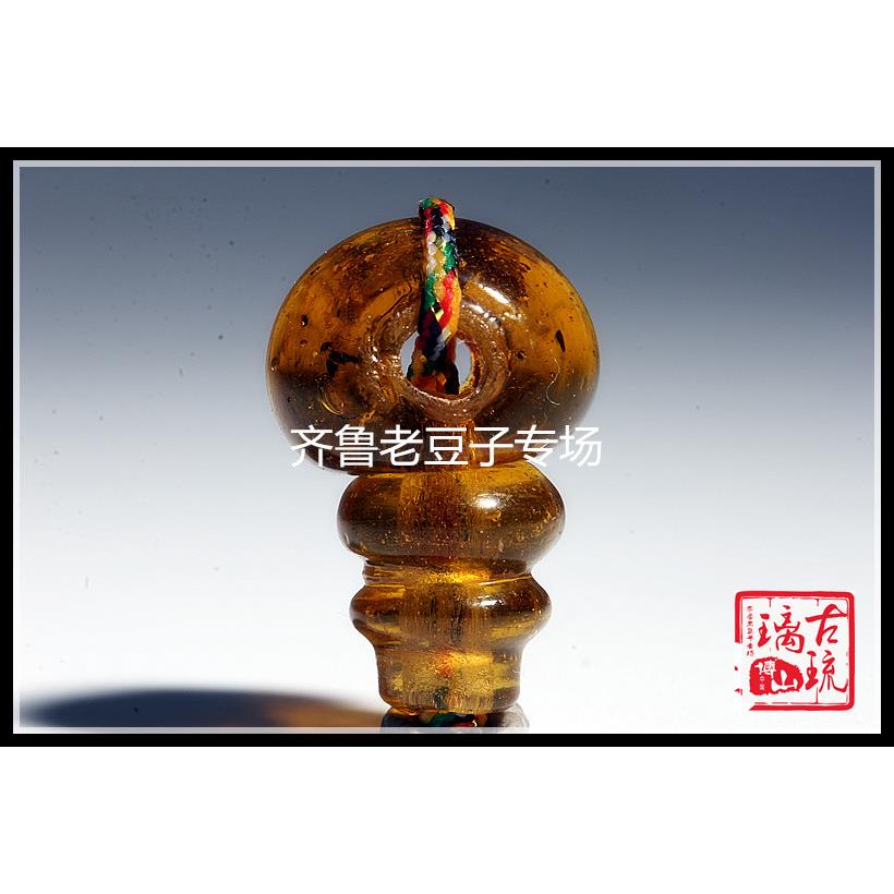 2025老琉璃珠子 12-14mm清澈老茶色老琉璃三通 琉璃佛塔 琉璃佛头