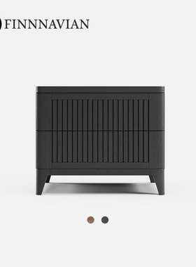 芬纳维亚传承 意式纯实木床头柜黑胡桃木收纳柜(Eleva-5埃利瓦）