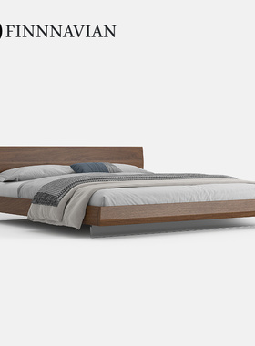 芬纳维亚传承 侘寂风悬浮床北美黑胡桃实木简约双人(Hover-1翱翔)