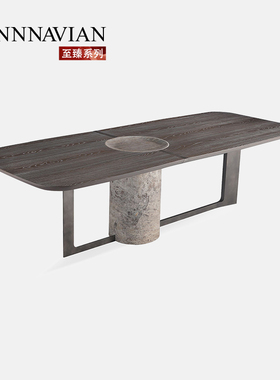 【至臻系列】芬纳维亚 Titano提塔诺设计师大理石长餐桌 别墅大宅