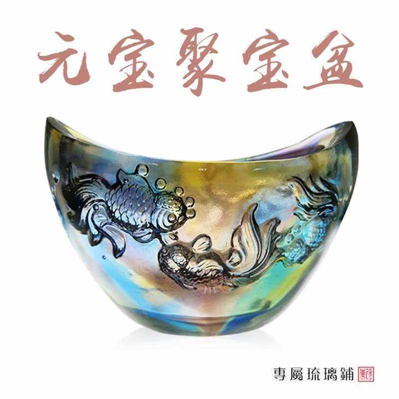 2021琉璃金玉满堂聚宝盆招财聚财家居客厅风水r摆件前台店铺开业