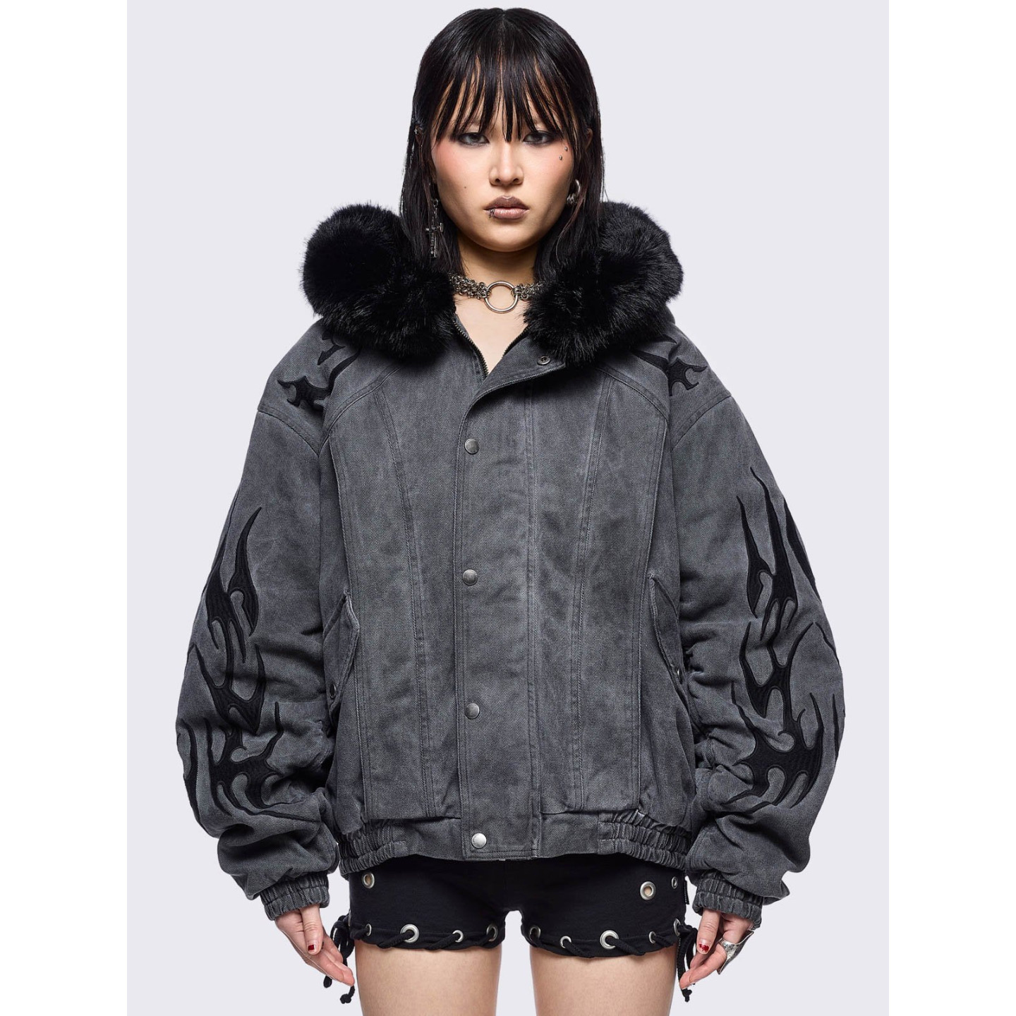 Minga亚文化朋克连帽夹克外套