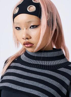 Minga 新品美式复古Y2K装饰 格纹/豹纹/素色圆环/铆钉设计发带