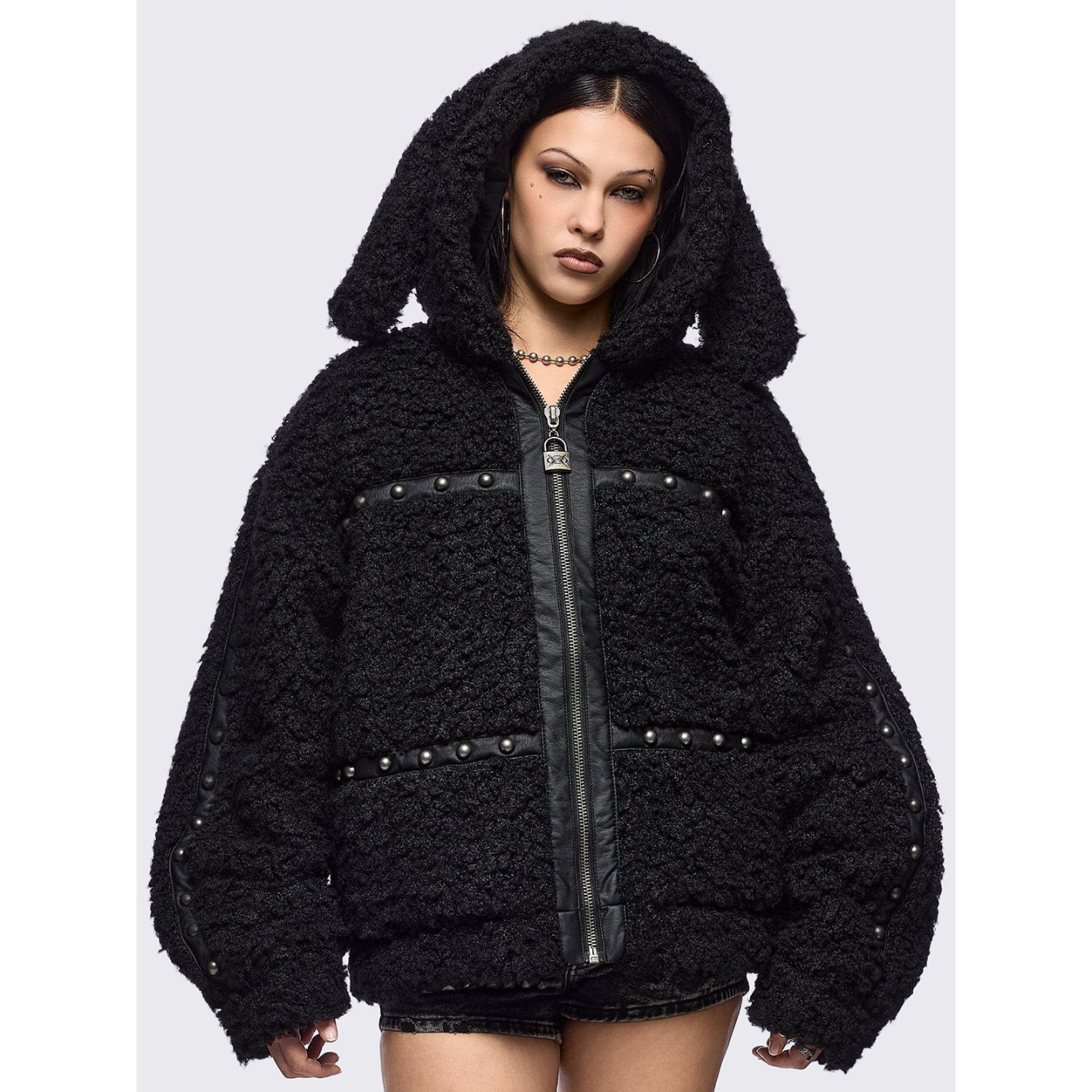 Minga亚文化朋克羊羔毛夹克外套