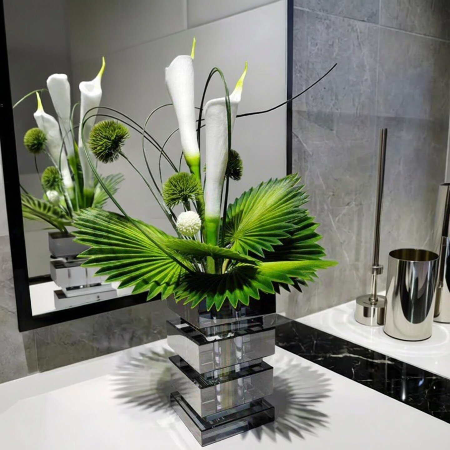 现代轻奢仿真花艺摆件 酒店 KTV 餐桌客厅吧台洽谈桌绿植假花装饰