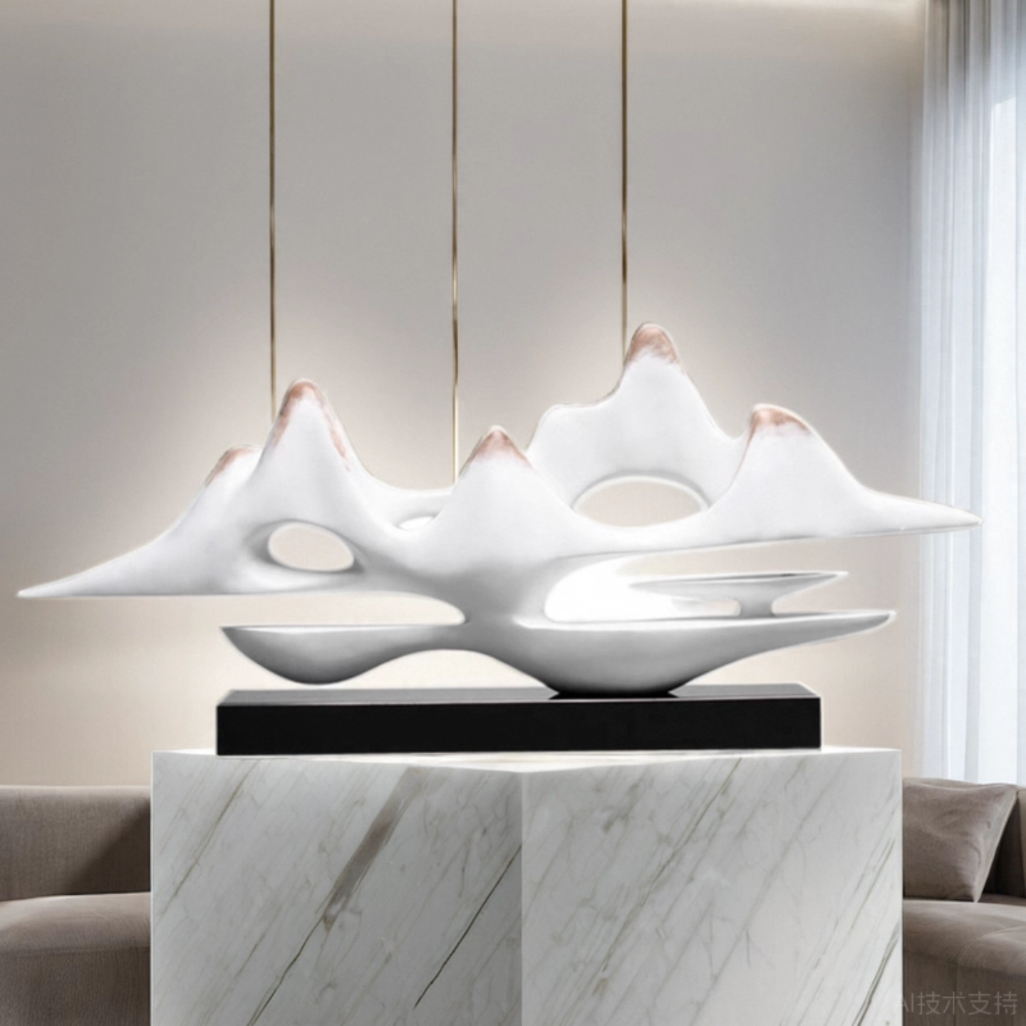 摆件样板房假山新中式