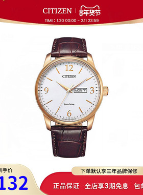 Citizen西铁城光动能商务手表男皮带双日历大三针腕表BM8553-16A