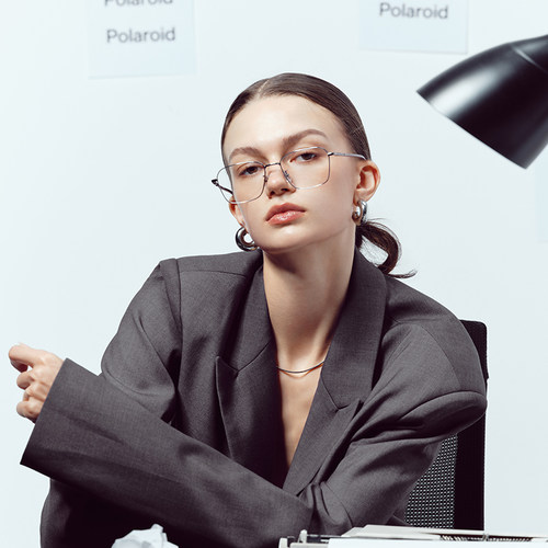 【王楚然张昕同款】宝丽来近视眼镜框金属窄方框女可配度数0108