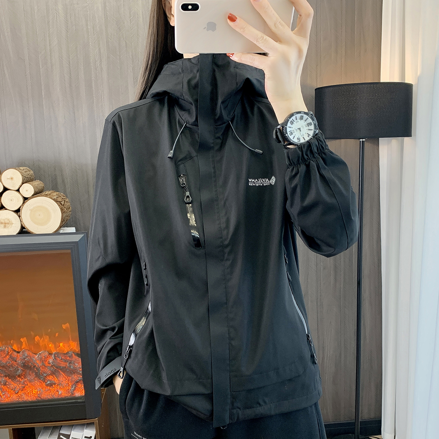 单层冲锋衣女防风防水软壳衣外套2025新款户外运动连帽登山服套装