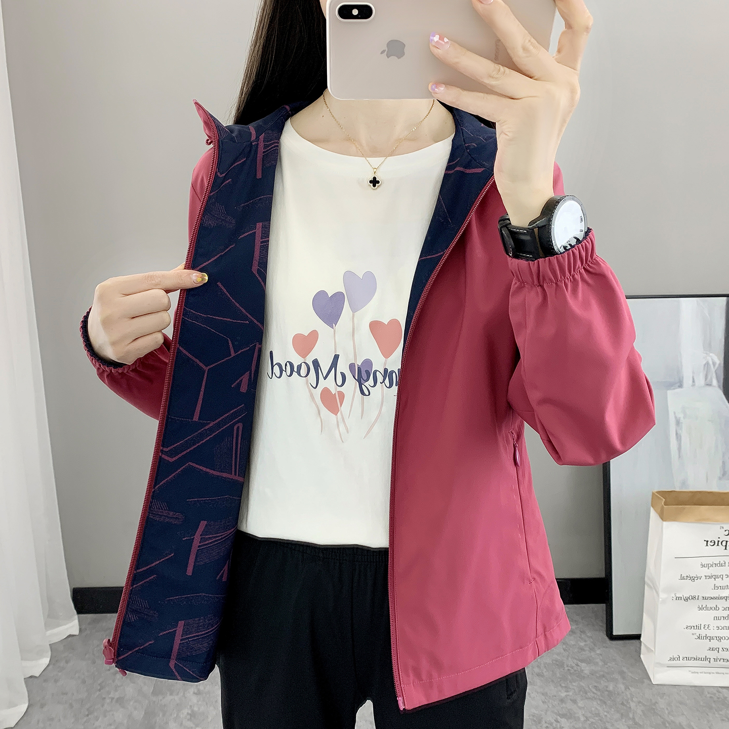 冲锋衣豹迹防风防水春秋款