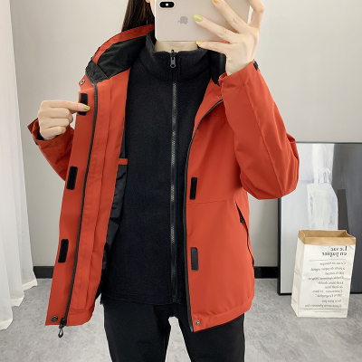 加厚冲锋衣女三合一2025年新款防风防水透气大码登山服外套套装男