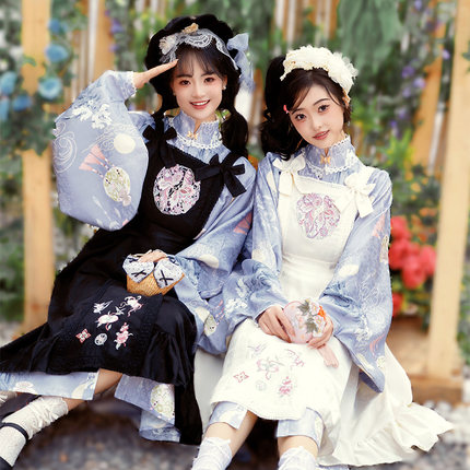 原创新中式女2025新款春夏立领对襟琵琶袖改良版罩裙洛丽塔古装