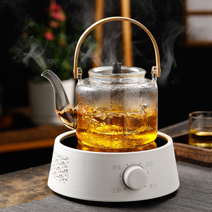煮茶壶玻璃蒸汽煮茶器电陶炉耐高温泡茶壶家用大容量功夫茶具套装