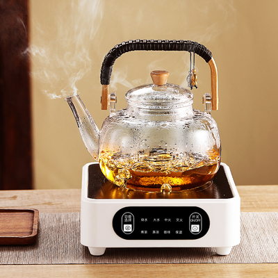 方形黑晶炉煮茶壶煮茶器家用新款高端小型玻璃养生壶电热泡茶炉套