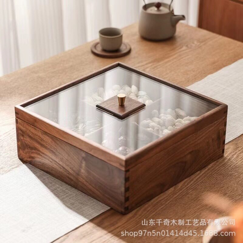 胡桃木质果盘过年糖果盒实木客厅高档零食茶几点心水果盘干果盘