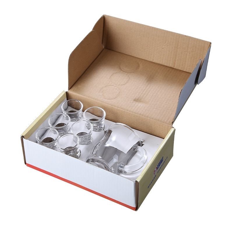 加厚白酒杯小酒杯家用玻璃酒盅分酒壶一口杯子烈酒杯分酒器套装