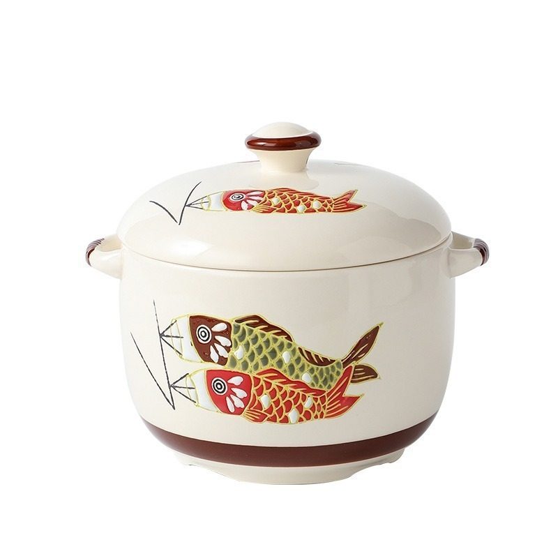 日式釉下彩陶瓷炖盅手绘鲤鱼浮雕隔水炖盅带盖佛跳墙甜品燕窝汤盅,餐饮具,家用瓷器,淘宝优惠券,粉丝福利购,淘宝优惠卷