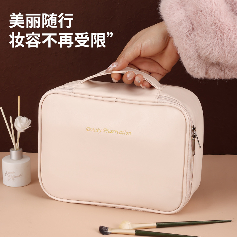 跨境化妆包女大容量便携外出化妆品化妆刷分区收纳防水旅行洗漱