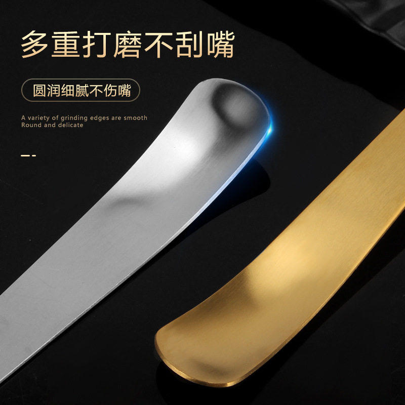 不锈钢勺子甜品勺平头勺子长柄可爱雪糕勺蛋糕勺搅拌勺饺子挑馅勺