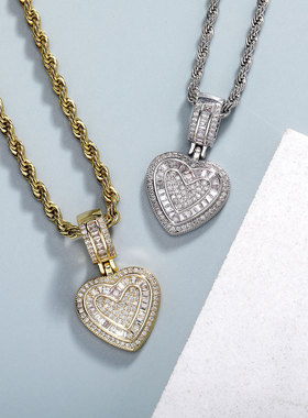 欧美小众镀金爱心锁骨链金属嘻哈配饰毛衣链女吊坠项链项饰