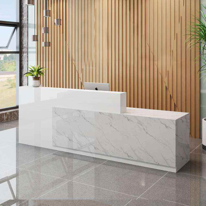 前台接待台收银台简约现代大气烤漆公司吧台仿大理石纹商场服务台