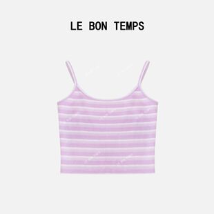 LBT细密针织吊带背心女夏季无袖修身上衣细条纹设计 显瘦打底衫