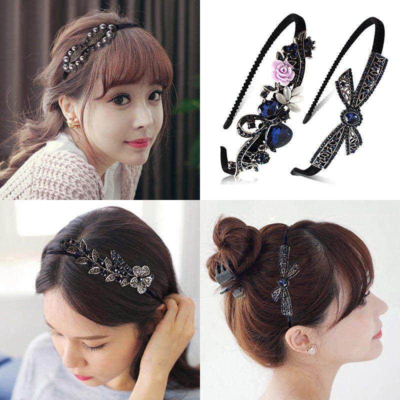 女孩子发哭头箍工作潮流侧边扎头发套丸子头碎花饰品粉发卡发箍