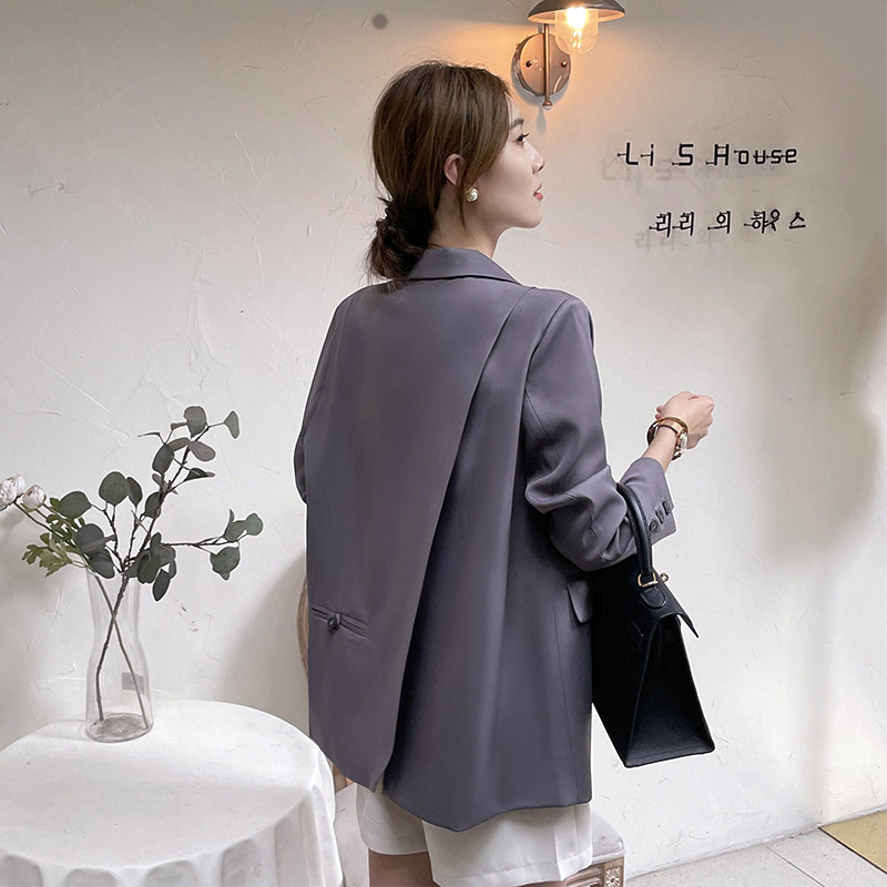 日本offcat灰色西装外套女2025秋新款韩系chic休闲宽松小众设计感
