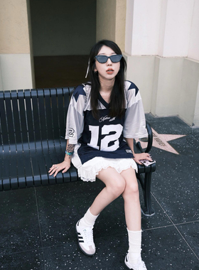 日本offcat 2000archives球衣短袖女宽松休闲运动美式复古t恤夏