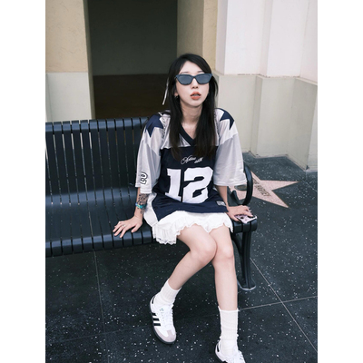 日本offcat 2000archives球衣短袖女宽松休闲运动美式复古t恤夏