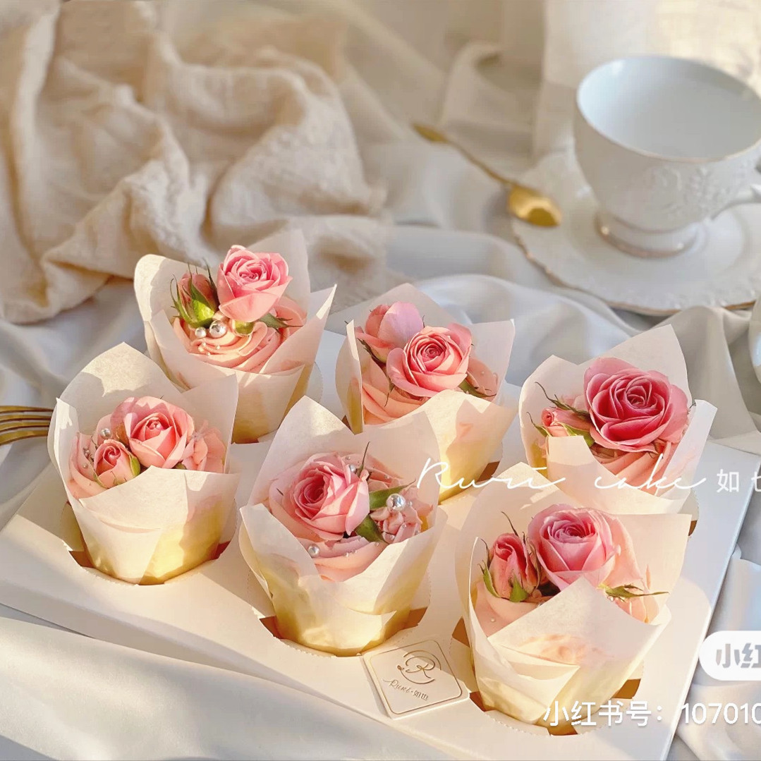 郁金香纸杯杯子蛋糕马芬杯摆件女神插件母亲节妈妈节日装扮配件