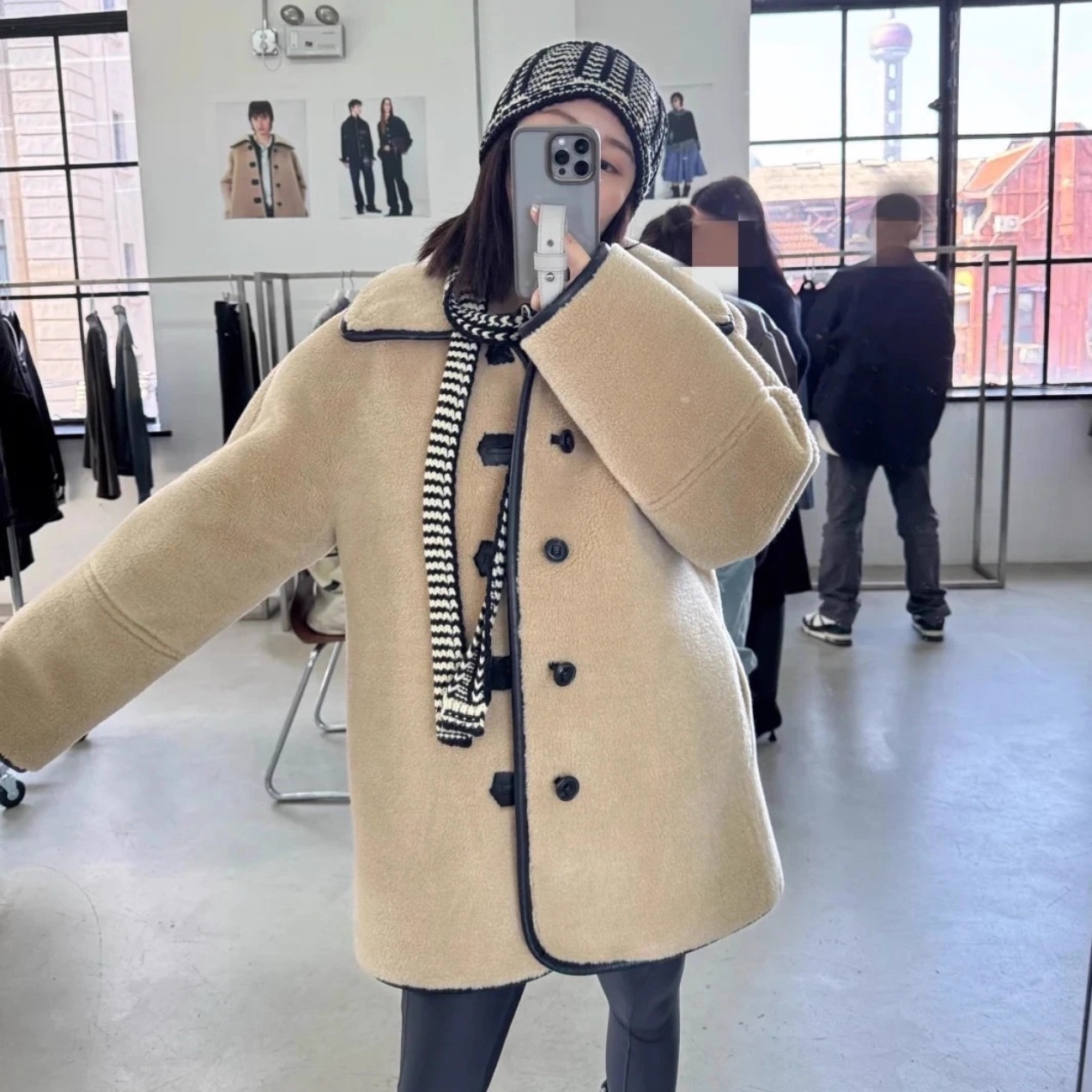 Narcos两面穿翻领羊羔毛夹克 25秋冬新款皮毛一体加厚中长款外套