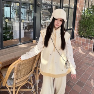 章若楠同款Narcos 温柔风碎花刺绣立领背心马甲叠穿休闲百搭上衣