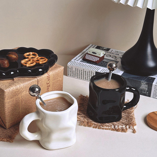 轻奢高级感艺术马克杯陶瓷杯子咖啡杯高档精致生日礼物设计感小众