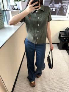 李亚男 经典 外贸单 25年春夏新品 基础款 薄棉纱线多色POLO领针织衫