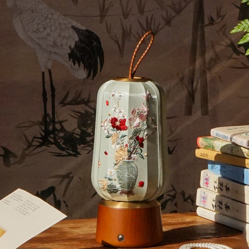 物几刺绣清供·瓶安刺绣无线台灯