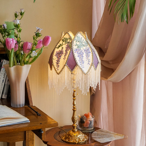 欧式复古紫藤刺绣台灯