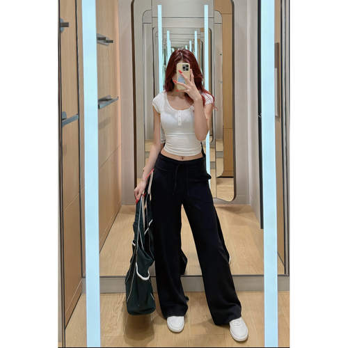 lulu加拿大神裤Throwback Still直筒运动露露瑜伽休闲阔腿裤女