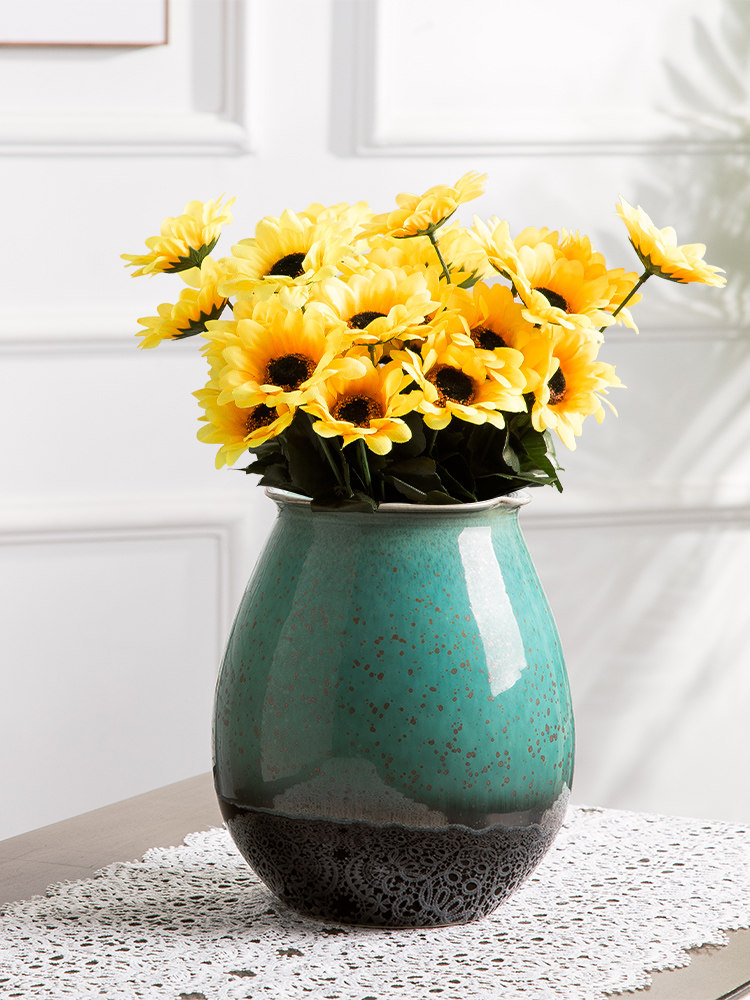 Modern simple American vase Dried flowers Flower arrangement Hydroponic ceramic bottle Living room creative small fresh ornaments Flower pot