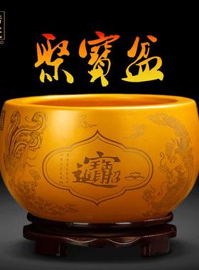 聚宝盆摆件景德镇陶瓷客厅玄关鱼缸装饰招财进宝吉财乔迁开业礼品