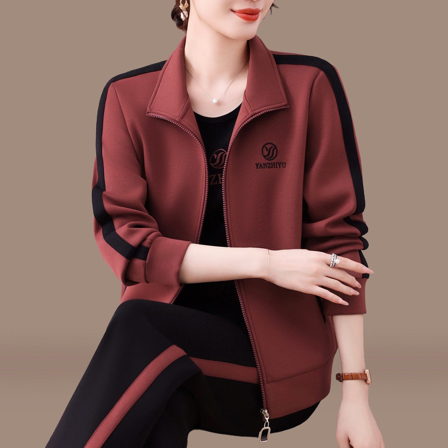 官网迈耐克斯运动套装女春秋2026新款品牌卫衣宽松减龄休闲跑步服
